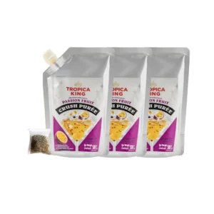 Tropica King เพียวเร่ผลไม้บดหยาบ สูตรเข้มข้น รสเสาวรส 500 g x3 แถมฟรีชาเขียวมะลิ 60 กรัม