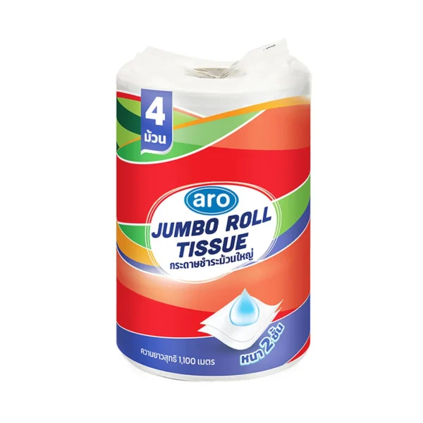 tissue-007 เอโร่ กระดาษชําระ 2 ชั้น ม้วนใหญ่ 4 ม้วน