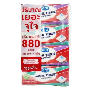 tissue-012 เอโร่ กระดาษเช็ดหน้าซอฟท์ 220 แผ่น x 4