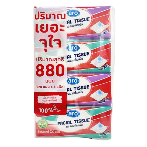 เอโร่ กระดาษเช็ดหน้าซอฟท์ 220 แผ่น x 4