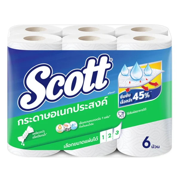 tissue-041 สก๊อตต์ ทาวเวล กระดาษอเนกประสงค์ 6 ม้วน