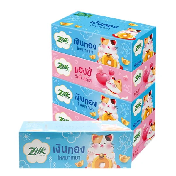 tissue-047 ซิลค์ กระดาษเช็ดหน้า รุ่น ลักกี้บ๊อกซ์ 110 แผ่น x 6