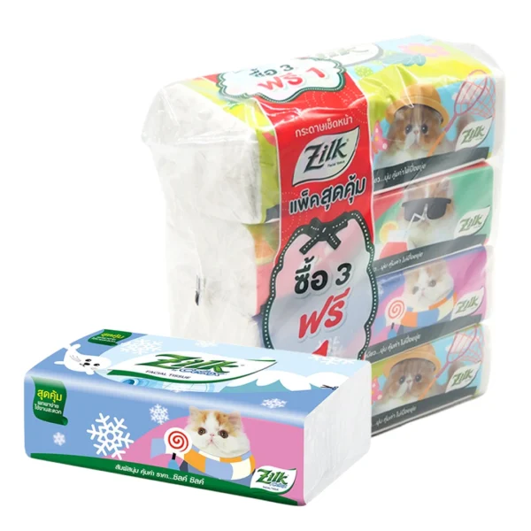 tissue-052 ซิลค์ กระดาษเช็ดหน้า ซอฟท์แพ็ค 140 แผ่น x 3+1