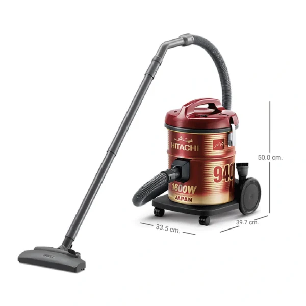 Hitachi เครื่องดูดฝุ่น ชนิดถังเก็บฝุ่น Drum รุ่น CV-940Y 1600 วัตต์ สีไวน์ เรด