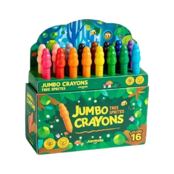 Jarmelo ใหม่! สีเทียนเด็กปลอดสารพิษรูปต้นไม้ Jumbo crayons - Tree Sprites 16 สี