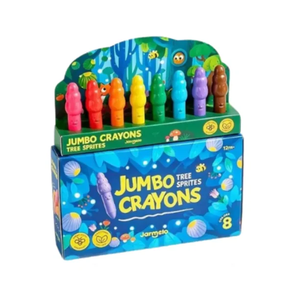 Jarmelo ใหม่! สีเทียนเด็กปลอดสารพิษรูปต้นไม้ Jumbo crayons - Tree Sprites 8 สี