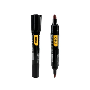 writing-drawing-033 Deli ปากกามาร์คเกอร์2หัว หัวตัดและกลม สีดํา รุ่น DT01