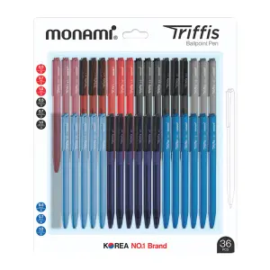 โมนามิ ปากกาลูกลื่น ทริฟฟิส แพ็ค 36 ด้าม คละสี