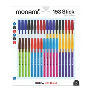 โมนามิ ปากกาลูกลื่น 153 สติ๊ก แพ็ค 36 ด้าม คละสี