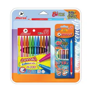 ตราม้า ชุดเซ็ทปากกาสีน้ํา 12 แท่ง+สีไม้ 6 แท่ง 12 สี