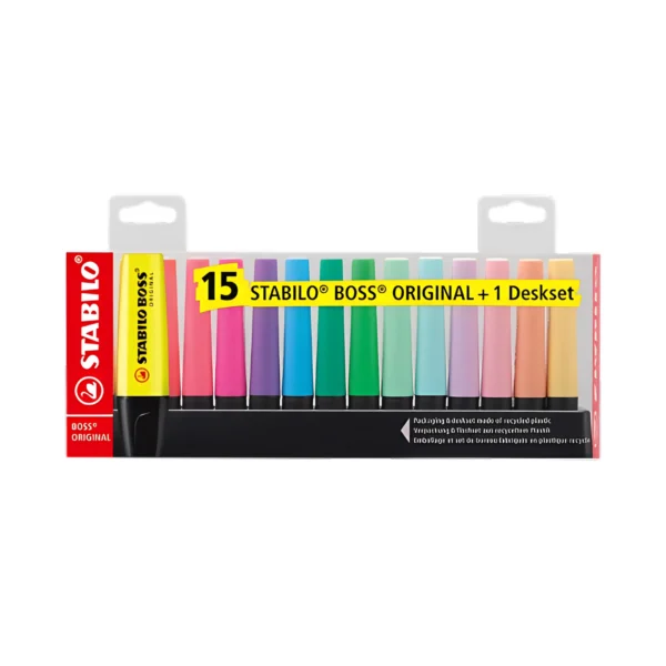 STABILO Boss Original ปากกาไฮไลท์ ปากกาเน้นข้อความ แพ็ค 15 สี