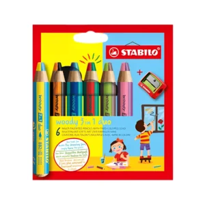 สตาบิโล ดินสอสี สีชอล์ค สีน้ํา WOODY 3IN1 DUO (แบบ 2 สีในแท่งเดียว) 6 แท่ง