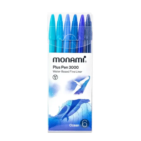 โมนามิ ปากกาสีน้ํา รุ่น พลัสเพน 3000 ชุด 6 สี เซ็ตโอเชี่ยน