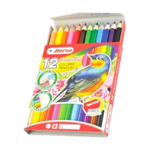 ตราม้า สีไม้ 12 สี แท่งสั้น แพ็ค 12 กล่อง