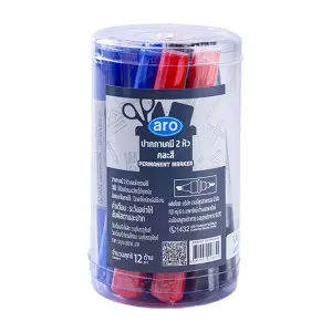 เอโร่ ปากกาเคมี 2 หัว คละสี 12 ด้าม