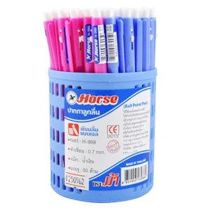 writing-drawing-234 ตราม้า ปากกาลูกลื่น รุ่น H999 0.7 มม. หมึกสีน้ําเงิน ด้ามคละสี x 50